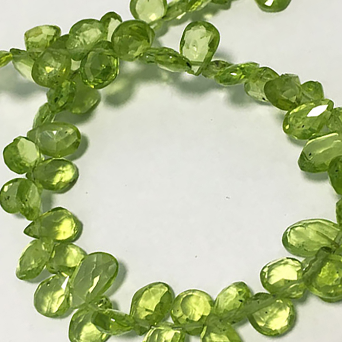 Peridot Faceted Pears 6mm to 7mm Beads