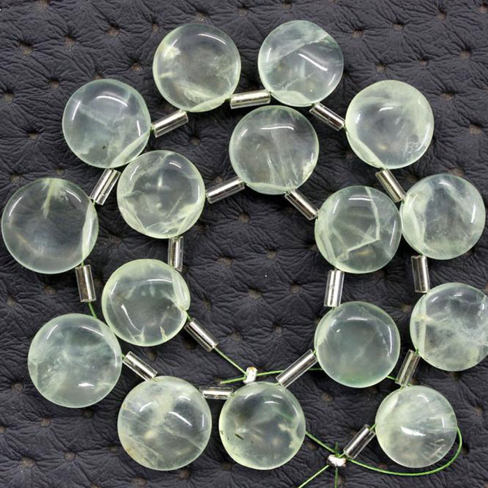 exporters of Prehnite Plain Beads Strands for mala making