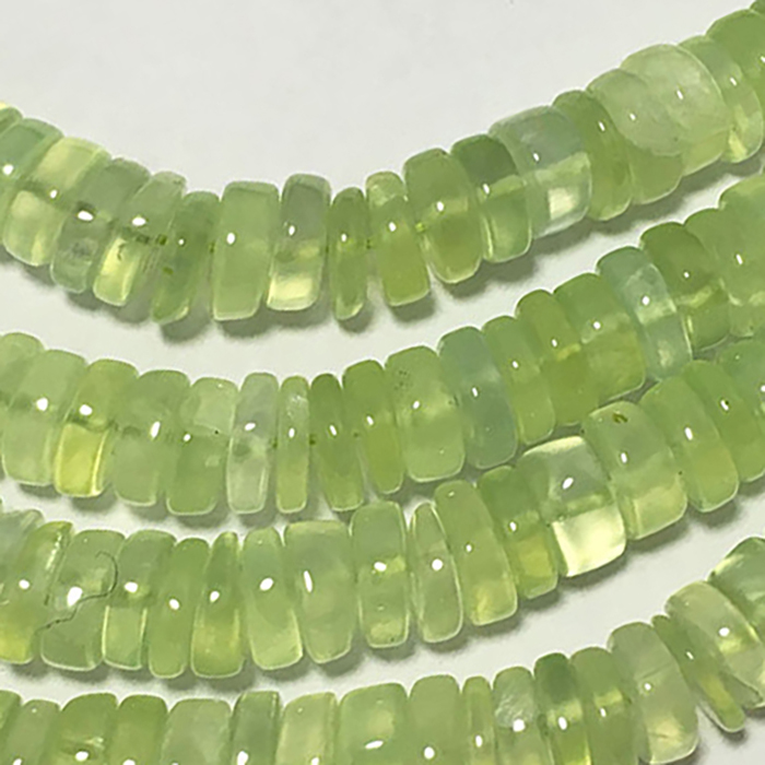 Natural Prehnite Plain Tyre (Wheel) 5.5mm to 6.5mm Beads