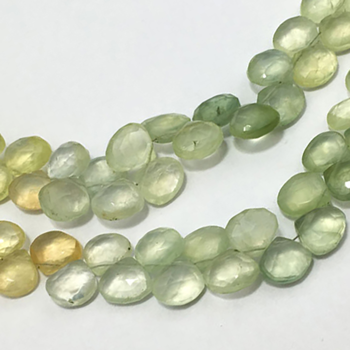 Top Quality Prehnite Faceted Hearts 8mm to 10mm Beads