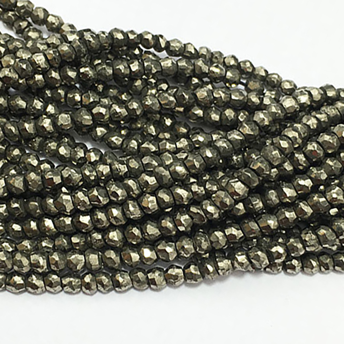Loose Pyrite Faceted Rondell 3mm to 3.5mm Beads