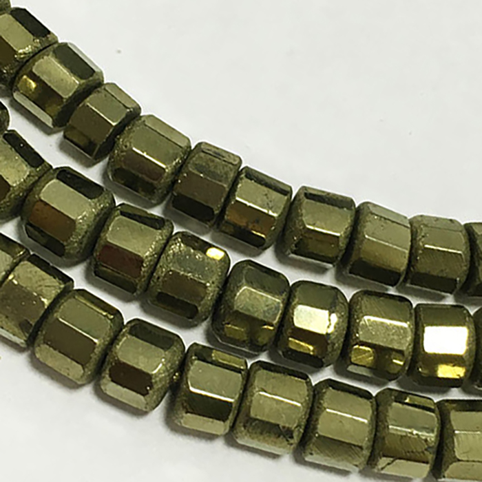 Genuine Pyrite Faceted Tyre 5mm to 5.5mm Beads