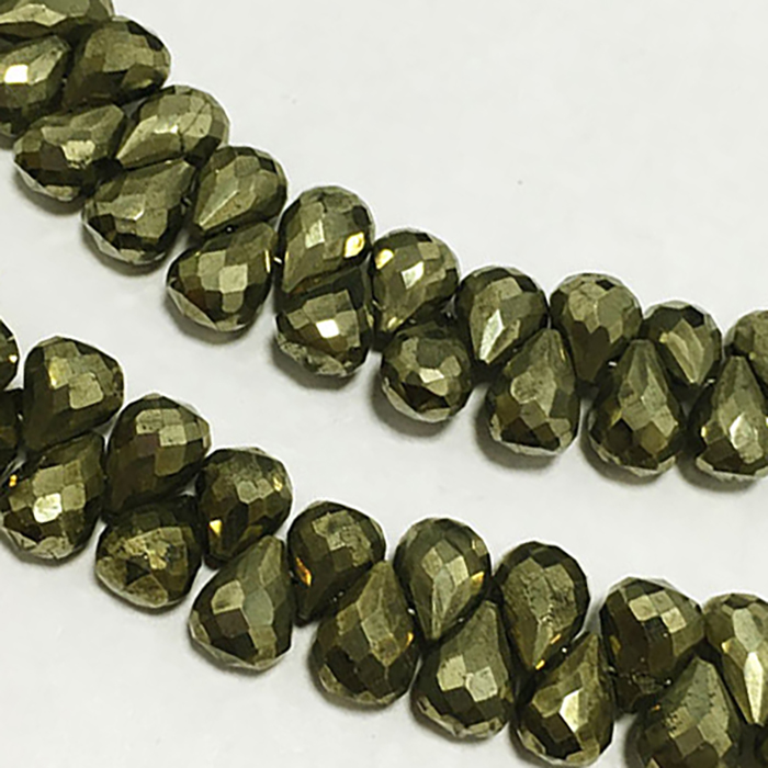Online Pyrite Faceted Drops Pear 6mm to 10mm Beads