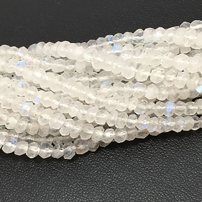 Genuine Rainbow Moonstone Faceted Rondell 3.5mm to 4mm Beads