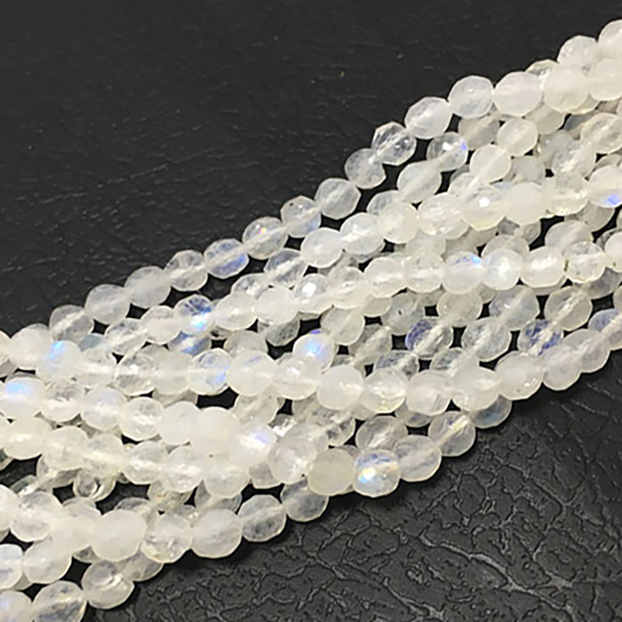 Top Quality Rainbow Moonstone Faceted Round 3.5mm to 4mm Beads
