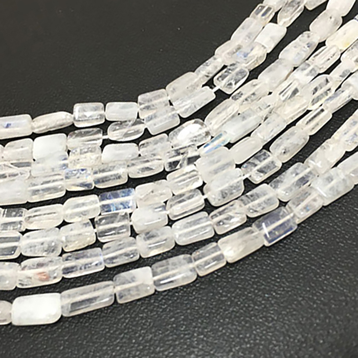 Semi Precious Rainbow Moonstone Plain Brick 4mm to 6mm Beads