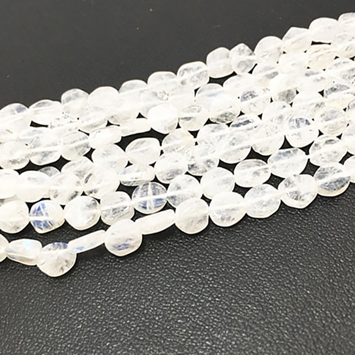 Loose Rainbow Moonstone Plain Coin 5mm to 6mm Beads