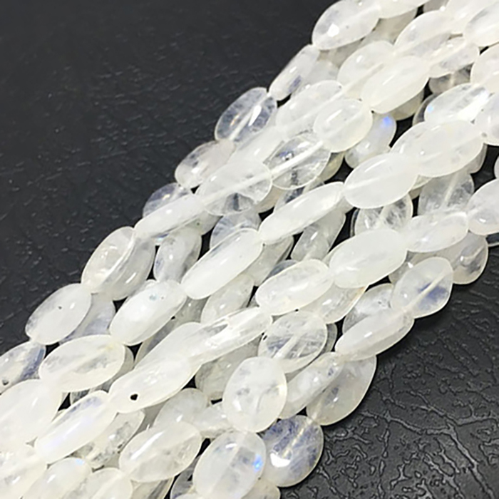 Genuine Rainbow Moonstone Plain Oval 6mm to 9mm Beads