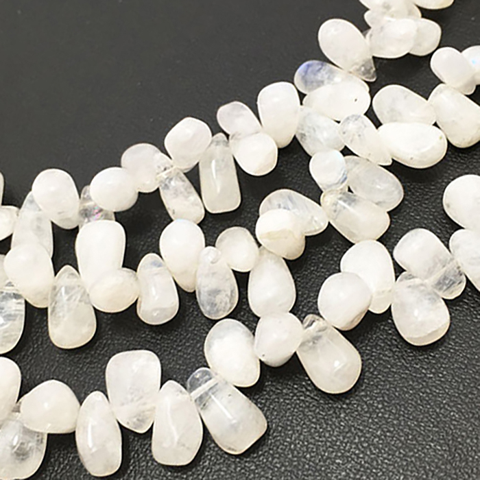 Semi Precious Rainbow Moonstone Plain Side Drill Drops 8mm to 11mm Beads