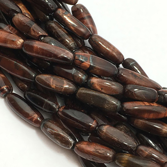 Semi Precious Red Tiger Eye Plain Rice 8mm to 13mm Beads