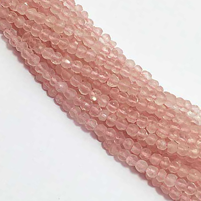 wholesaler Rose Quartz Faceted Roundel 3MM To 4MM Beads