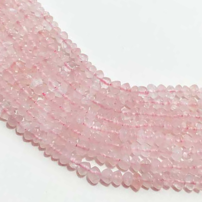 Exporter Rose Quartz Plain Button 4MM To 5MM Beads