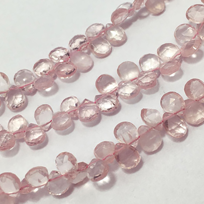 wholesaler Rose Quartz Faceted Pear 4MM To 6MM Beads
