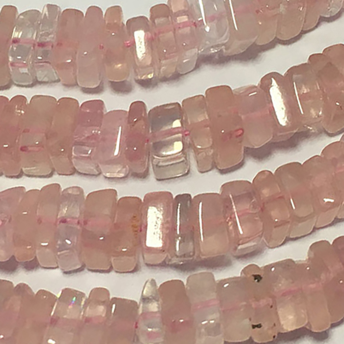 Online Rose Quartz Plain Dise Square 5.5MM To 6.5MM Beads