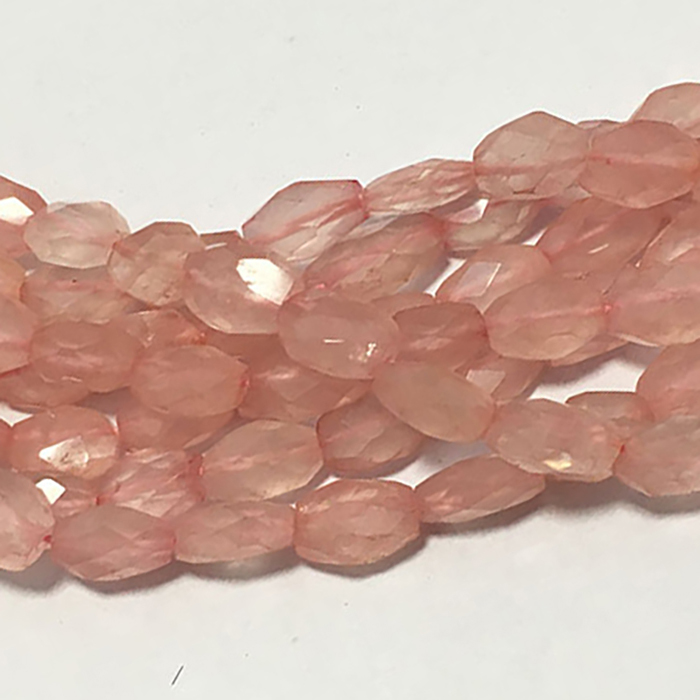 Semi Precious Rose Quartz Faceted Oval 5MM To 8MM Beads
