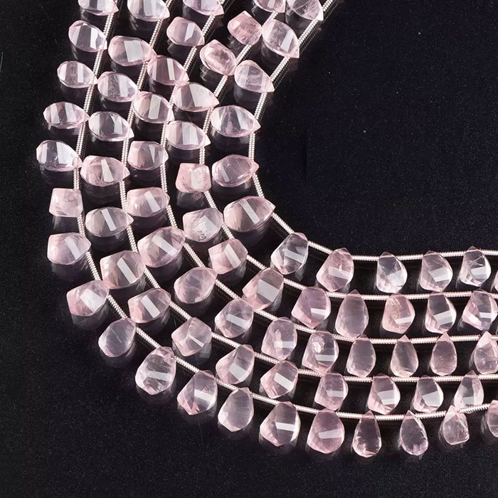 stunning Rose Quartz Faceted Beads Strands wholesale price