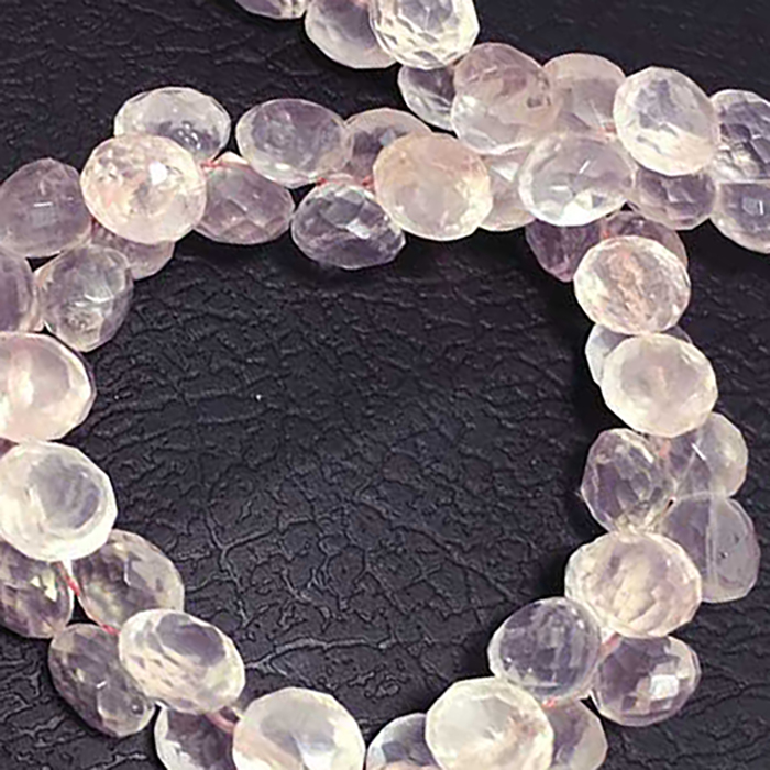 Genuine Rose Quartz Faceted Onion 6.5MM To 7.5MM Beads
