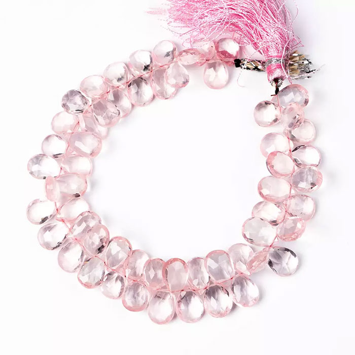 hand made Rose Quartz Faceted Beads Strands wholesaler