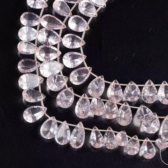 awesome look Rose Quartz Faceted Beads Strands mala