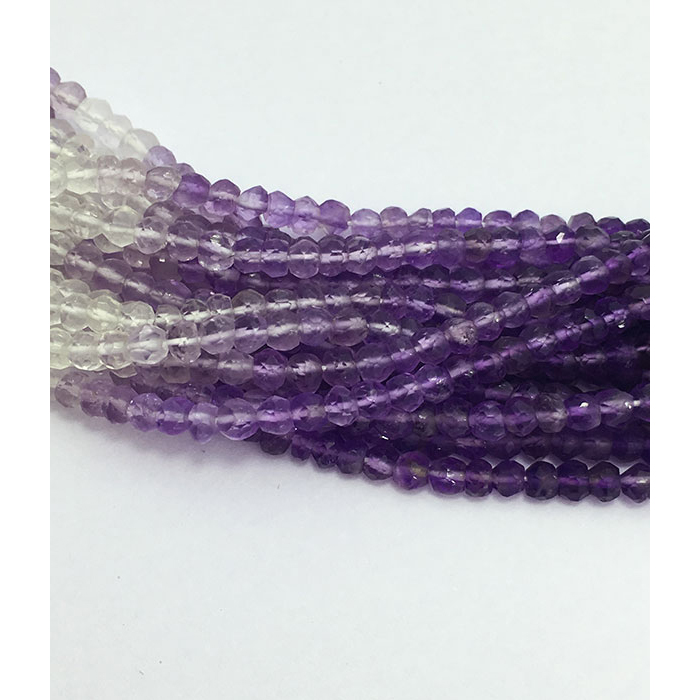Online Ready Stock Shaded Amethyst Faceted Rondell 3.5MM to 4MM Beads