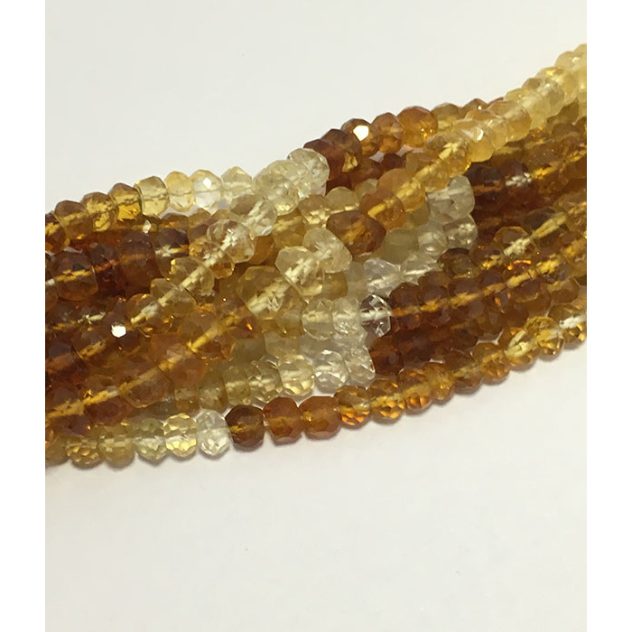 Top Quality Shaded Citrine Faceted Rondell 3.5mm to 4mm Beads