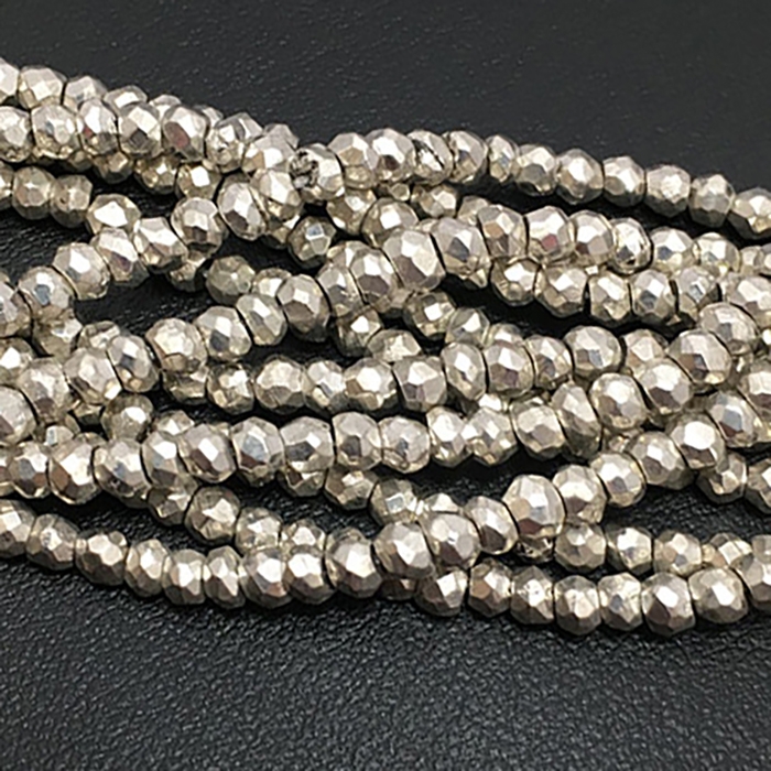 Manufacturer Silver Pyrite Faceted Rondell 3.5mm to 4mm Beads