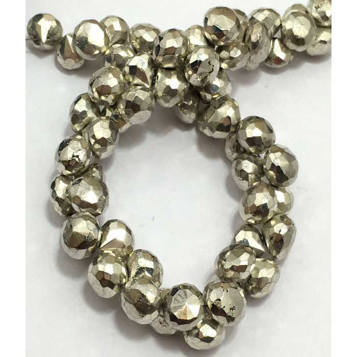 Exporter Silver Pyrite Faceted Onion 6mm to 7mm Beads