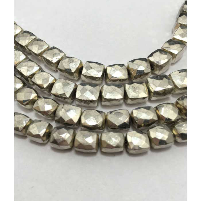 Genuine Silver Pyrite Faceted Box 7mm to 8mm Beads