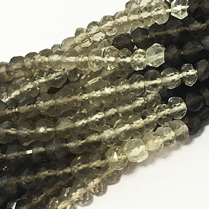 Exporter Smoky Quartz Faceted Rondell 3.5mm to 4mm Beads