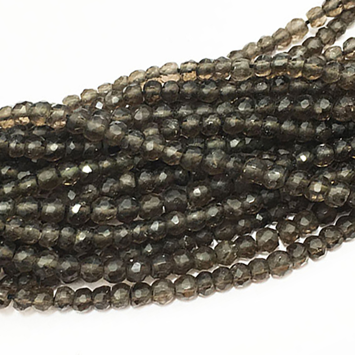 Online Smoky Quartz Faceted Rondell 3mm to 4mm Beads