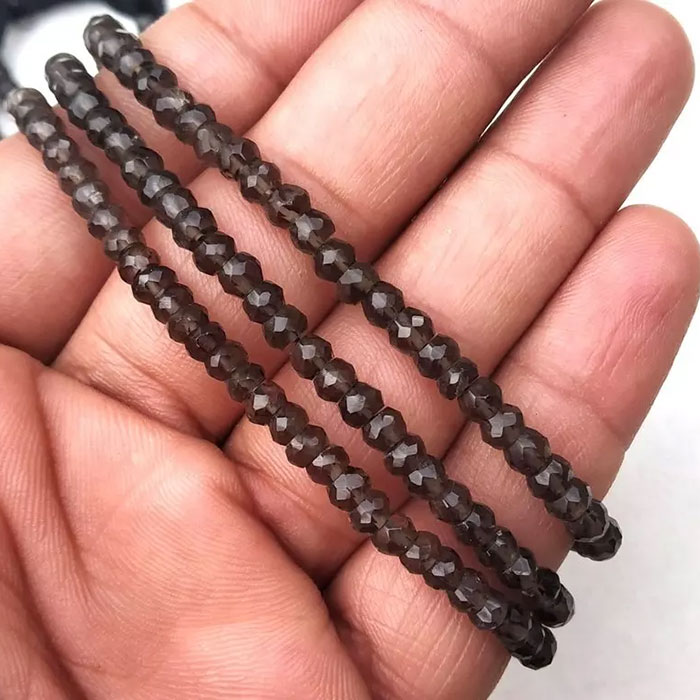 awesome look Smoky Quartz Faceted Beads Strands mala