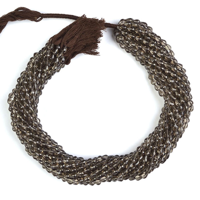 awesome look Smoky Quartz Faceted Beads Strands mala
