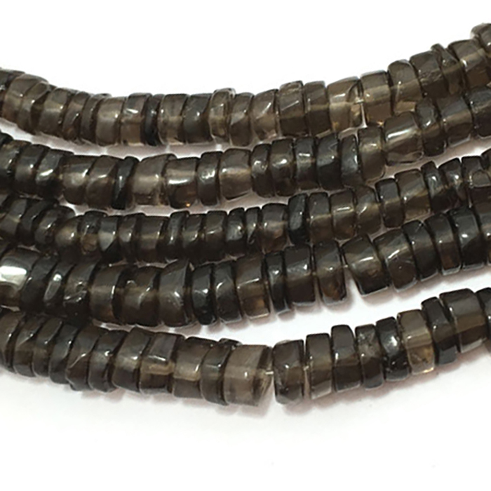 wholesaler Smoky Quartz Plain Tyre 5mm to 6mm Beads