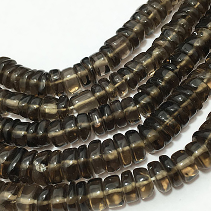 Manufacturer Smoky Quartz Plain Wheel 6mm to 7mm Beads