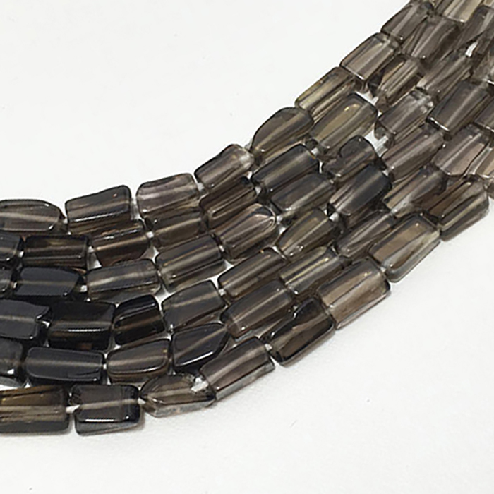 Semi Precious Smoky Quartz Plain Brick 6mm to 8mm Beads