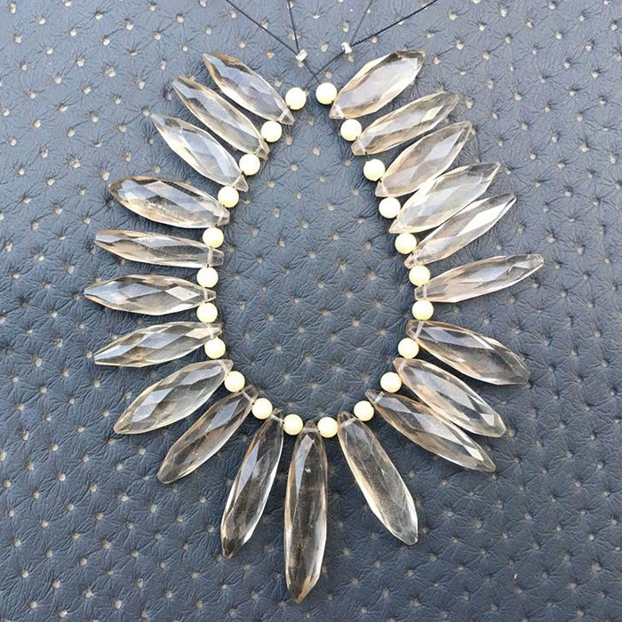 awesome look Smoky Quartz Faceted Beads Strands mala