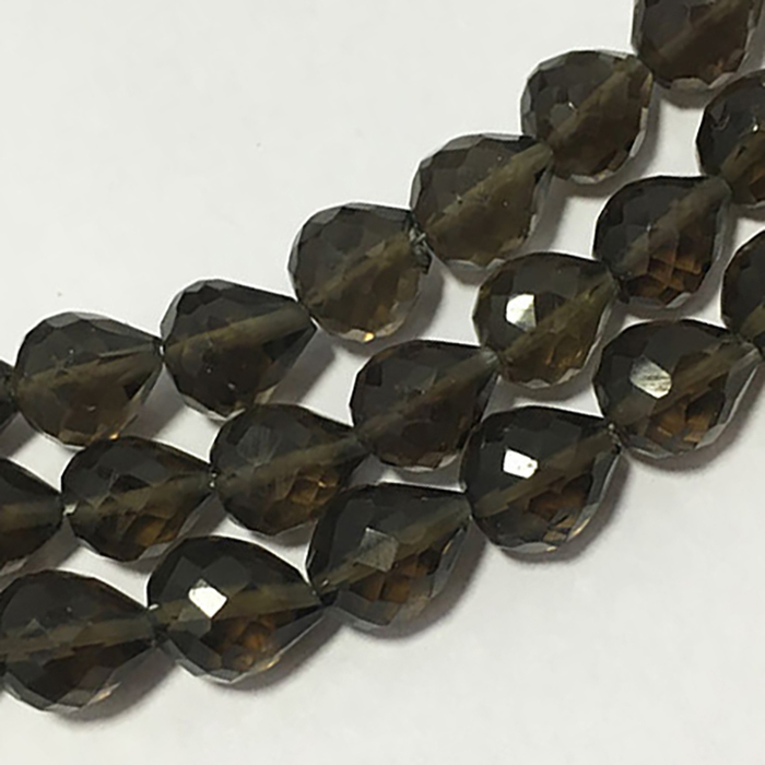 Manufacturer Smoky Quartz Faceted Top Drill Drops 7mm to 13mm Beads