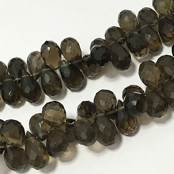Supplier Smoky Quartz Faceted Drops 7mm to 8mm Beads