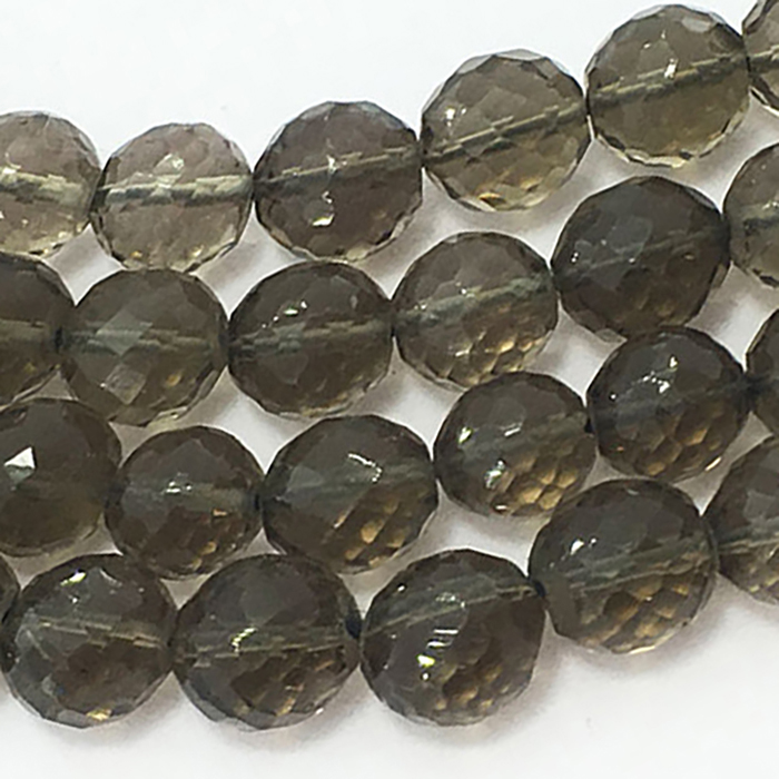 Online Smoky Quartz Faceted Round 7mm to 8mm Beads