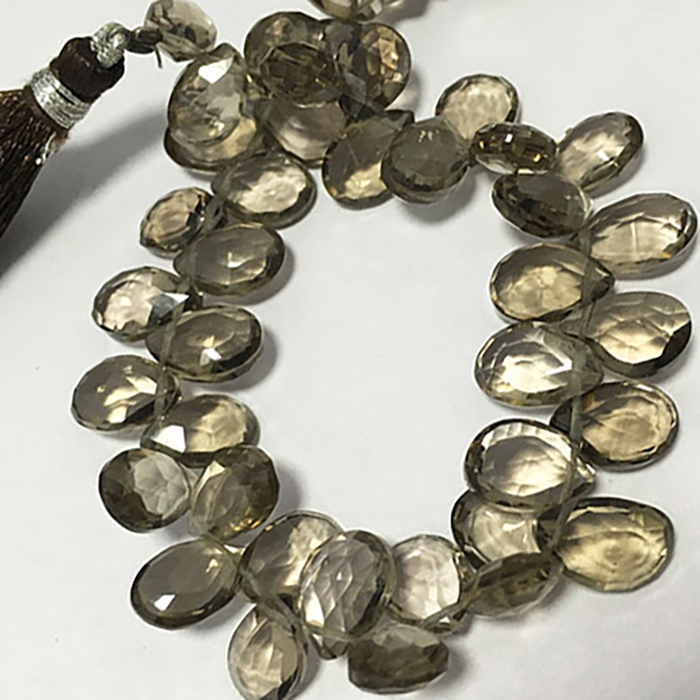 Online Ready Stock Smoky Quartz Faceted Pears 8mm to 10mm Beads
