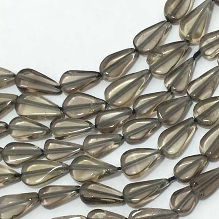 Stunning Smoky Quartz Plain Flat Pear 8mm to 12mm Beads