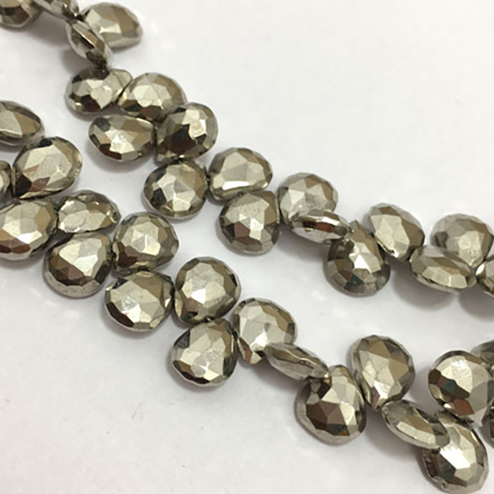 Manufacturer Steel Pyrite Faceted Pears 10mm to 12mm Beads