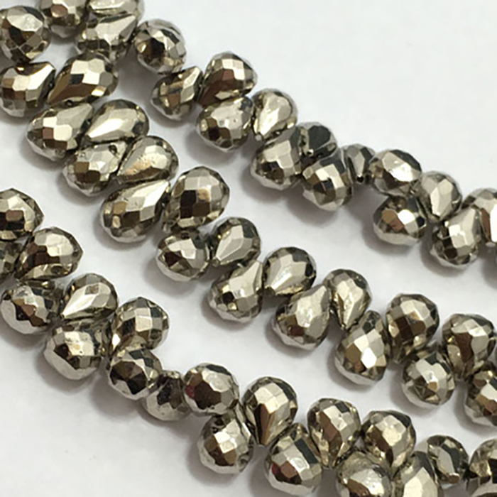Supplier Steel Pyrite Faceted Drops Pear 6mm to 7mm Beads