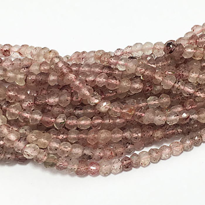 Manufacturer Strawberry Quartz Faceted Roundel Beads