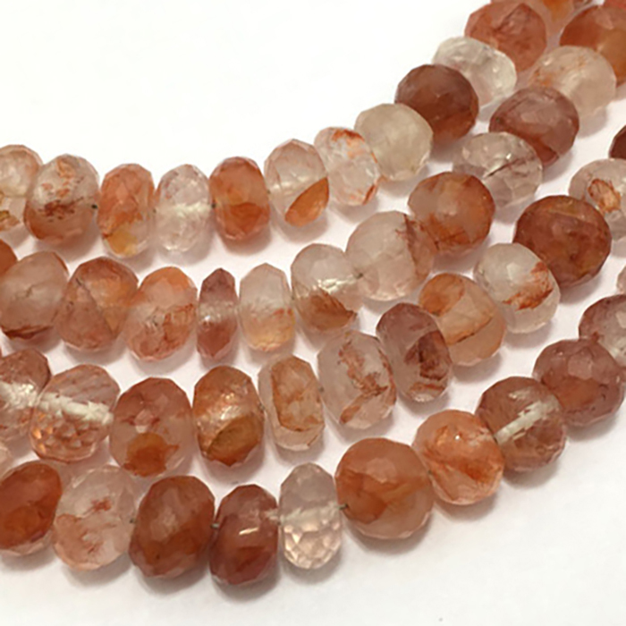 Natural Strawberry Quartz Faceted Roundel Beads
