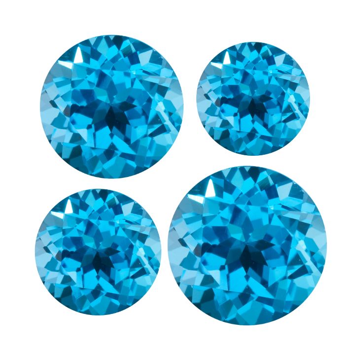 Round Natural Swiss Blue Topaz Loose Gemstone For Jewelry Making