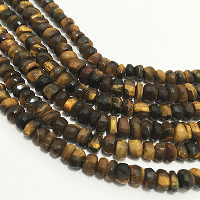 Online Tiger Eye Hand cut Faceted Rondell 4MM TO 5MM Beads