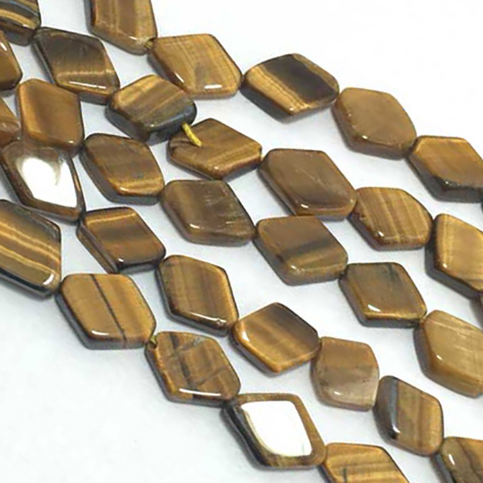 Loose Tiger Eye Plain Flat Diamond 7mm to 10mm Beads