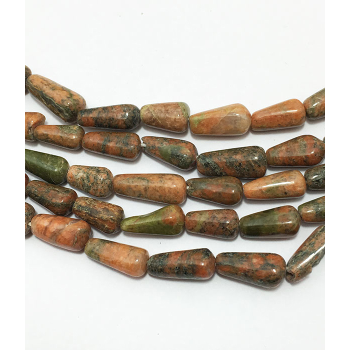 Genuine Unakite Plain Drill Drops 8MM To 11MM Beads