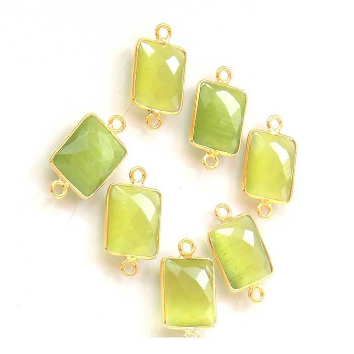 Stunning Gemstone Double Bail Connector Bezel Cut Stone Connecton